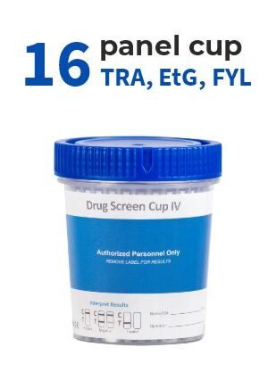 16 panel drug test cup with TRA, EtG, FYL